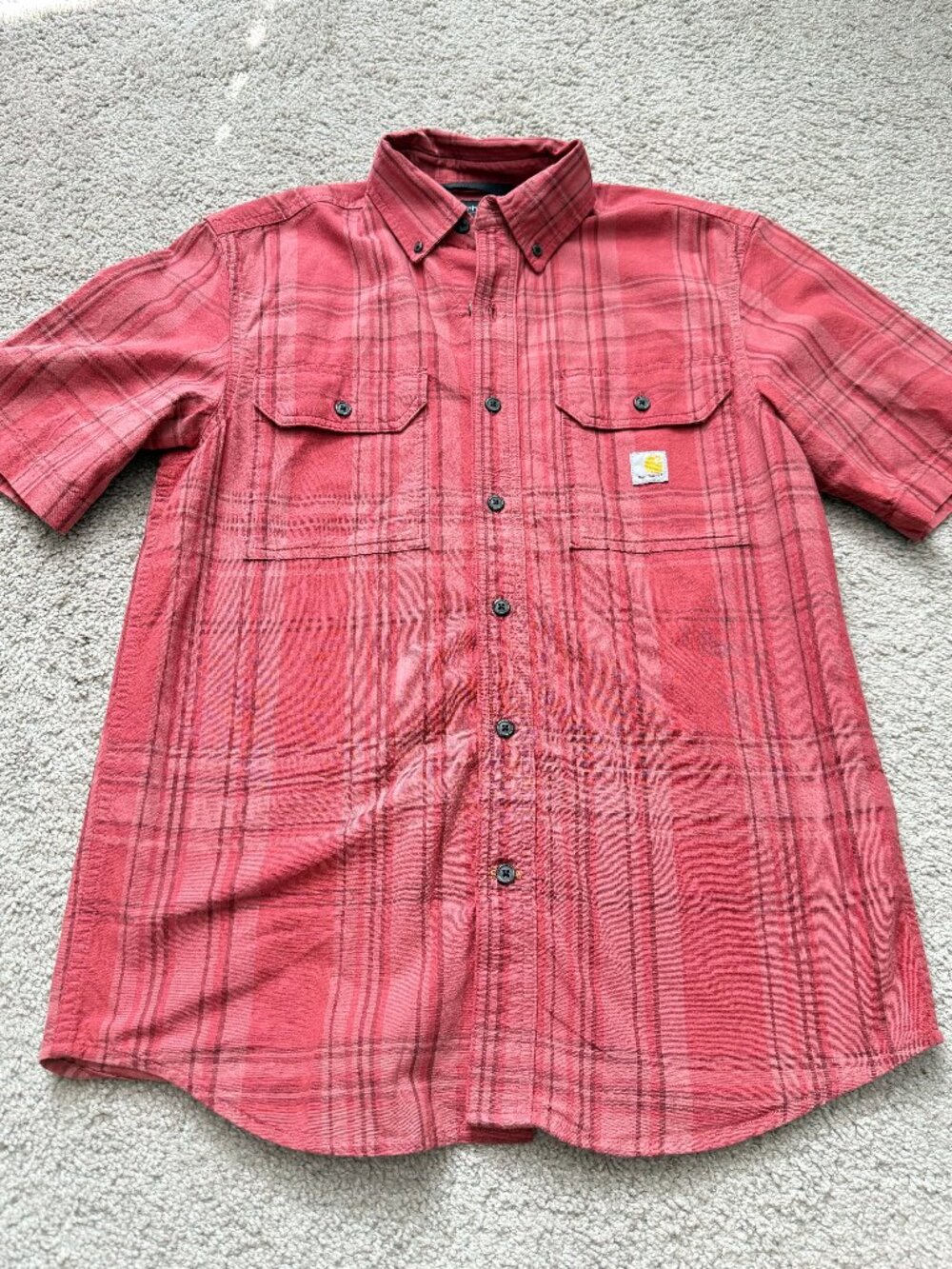 Carhartt Mens S Red Plaid Short Sleeve Work Shirt Gorpcore Utilitycore 4553 - Picture 1 of 7